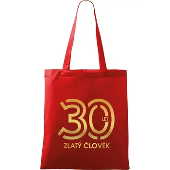 30 let zlatý člověk - Taška bavlněná - 42 x 38 cm ( Červená )