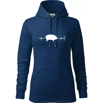 Dámská mikina EKG gril - Mikina dámská Cape s kapucí - XL ( Půlnoční modrá )