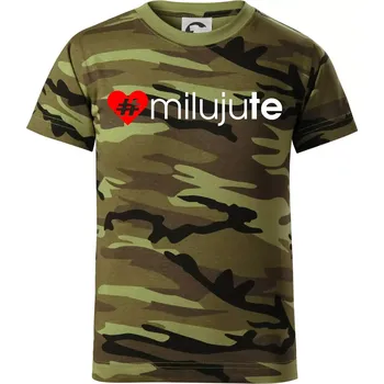 Miluju tě - Dětské maskáčové triko - 104-110cm / 3-4 roky ( Zelený maskáč )