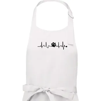 Kuchyňská zástěra Ekg psí tlapka - Pánská zástěra na vaření - Univerzální velikost ( Bílá )
