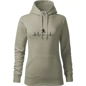 Dámská mikina EKG překážkový běh - Mikina dámská Cape s kapucí - S ( Light khaki )