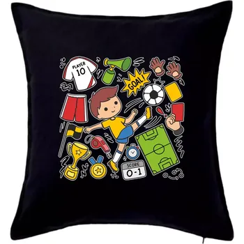 Polštář Malý fotbalista ikony - Polštář 50x50 - 50x50 - Pouze potah ( Černá )