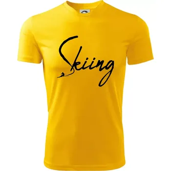 Chlapecké tričko Skiing nápis lyžař - Dětské triko sportovní (dresovina) - 146 cm/10 let ( Žlutá )