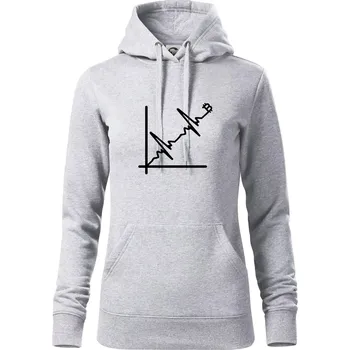 Dámská mikina EKG graf bitcoin - Mikina dámská Cape s kapucí - M ( Světlešedý Melír )