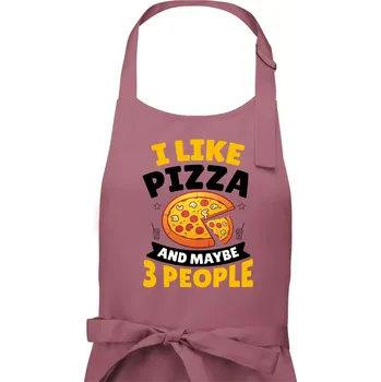 Kuchyňská zástěra I like pizza and maybe 3 people - Dámská zástěra na vaření - Univerzální velikost ( Starorůžová )