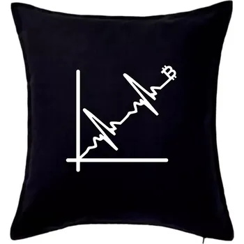 Polštář EKG graf bitcoin - Polštář 50x50 - 50x50 - Pouze potah ( Černá )