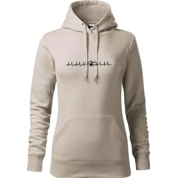 Dámská mikina Dron ekg - Mikina dámská Cape s kapucí - XS ( Ledově šedá )