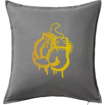 Polštář Box rukavice - zlatý potisk - Polštář 50x50 - 50x50 - Včetně výplně ( Tmavě šedý melír )