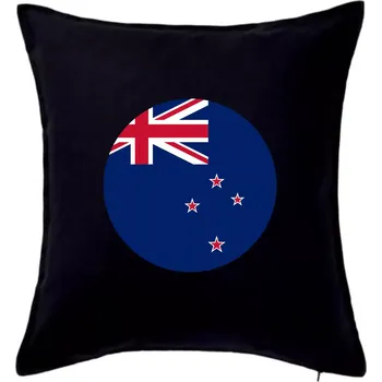 Polštář Nový Zéland - Vlajka kulatá velká - Polštář 50x50 - 50x50 - Včetně výplně ( Černá )