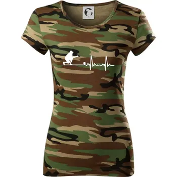 Dámské tričko EKG petanque - Dámské maskáčové triko - XL ( Hnědý maskáč )