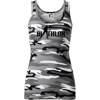 Dámské tričko Biathlon nápis - Dámské Maskáčové tílko - XS ( Šedý maskáč )