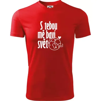 Pánské tričko S tebou mě baví svět - Pánské triko Fantasy sportovní (dresovina) - S ( Červená )
