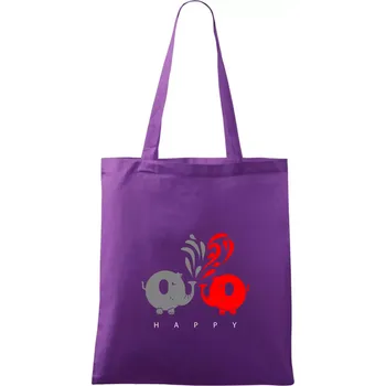 Slon veselý - Taška bavlněná - 42 x 38 cm ( Fialová )