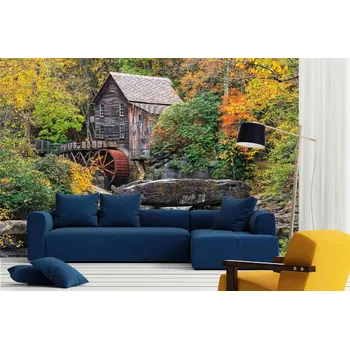 Fototapeta DIMEX | Samolepicí vliesová fototapeta na zeď Obilný mlýn MA-5-3254 | 375 x 250 cm | zelená, žlutá, oranžová, hnědá + Samolepicí vliesová fototapeta na stěnu DIMEX Obilný mlýn MA53254 v rozměru 375 x 250 cm