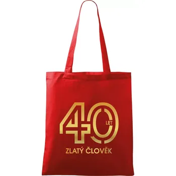 Nákupní taška 40 let zlatý člověk - Taška bavlněná - 42 x 38 cm ( Červená )
