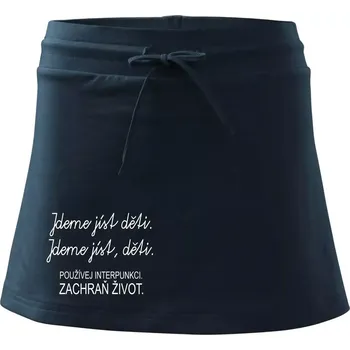 Dámská sukně Jdeme jíst děti - Sportovní sukně - two in one - XL ( Námořní modrá (velmi tmavá - téměř černá) )