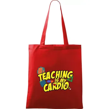 Nákupní taška Teaching is my cardio - Taška bavlněná - 42 x 38 cm ( Červená )