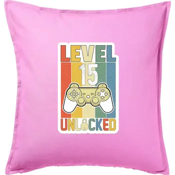 Polštář Gaming narozeniny 15 - Polštář 50x50 - 50x50 - Pouze potah ( Růžová )