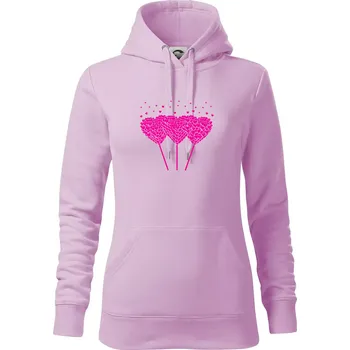 Dámská mikina Srdce balónky - Mikina dámská Cape s kapucí - XS ( Orchid )