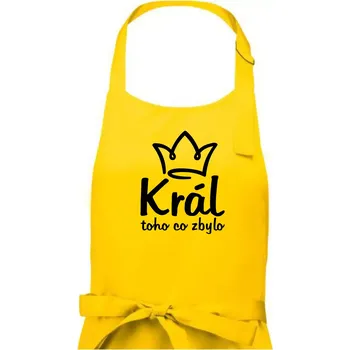 Kuchyňská zástěra Král toho co zbylo - Pánská zástěra na vaření - Univerzální velikost ( Žlutá )