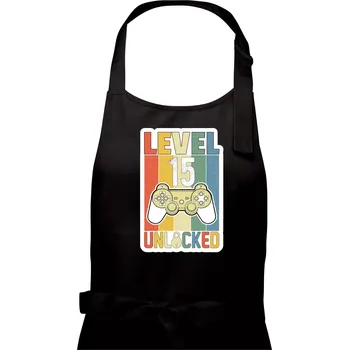 Kuchyňská zástěra Gaming narozeniny 15 - Dámská zástěra na vaření - Univerzální velikost ( Černá )