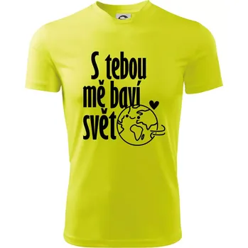 Chlapecké oblečení S tebou mě baví svět - Dětské triko sportovní (dresovina) - 146 cm/10 let ( Neonově žlutá )