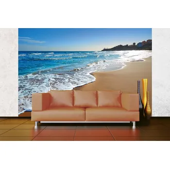 Fototapeta DIMEX | Samolepicí vliesová fototapeta na zeď Curella Beach MA-5-3212 | 375 x 250 cm | modrá, žlutá + Samolepicí vliesová fototapeta na stěnu DIMEX Curella Beach MA53212 v rozměru 375 x 250 cm