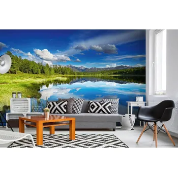 Fototapeta DIMEX | Samolepicí vliesová fototapeta na zeď Jezero v pohoří Altai MA-5-3077 | 375 x 250 cm | zelená, modrá, bílá + Samolepicí vliesová fototapeta na stěnu DIMEX Jezero v pohoří Altai MA53077 v rozměru 375 x 250 cm
