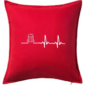 Polštář Muzikant volume EKG - Polštář 50x50 - 50x50 - Pouze potah ( Červená )