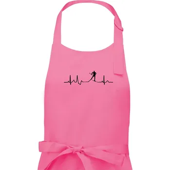 Kuchyňská zástěra Ekg běžkař - Dámská zástěra na vaření - Univerzální velikost ( Růžová )