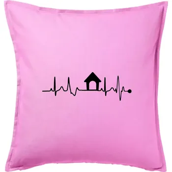 Polštář Ekg psí bouda - Polštář 50x50 - 50x50 - Pouze potah ( Růžová )