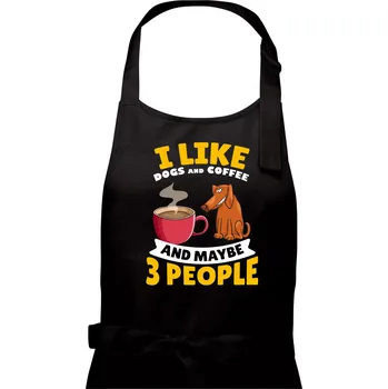 Kuchyňská zástěra I like dogs and coffee and maybe 3 people - Pánská zástěra na vaření - Univerzální velikost ( Černá )