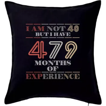 Polštář 40 years 479 months of experience - Polštář 50x50 - 50x50 - Pouze potah ( Černá )