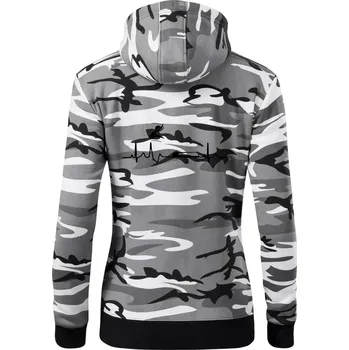 Dámská mikina EKG skok do dálky - Dámská mikina trendy zipper s kapucí - S ( Šedý maskáč )