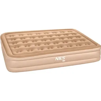Nafukovací matrace Dvouosobová nafukovací matrace NILS Camp NC2808 s vestavěnou pumpou béžová 200x145x35 cm
