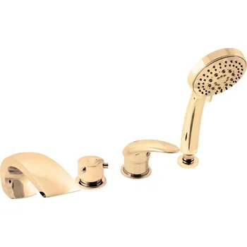 Vodovodní baterie Dunaj Vanová baterie 4-otvorová, vodopád, zlatá D472.0PZ