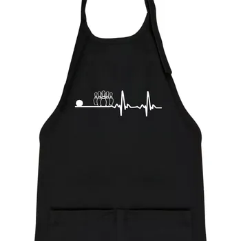 Kuchyňská zástěra Kuželky EKG - Dětská zástěra na vaření - Univerzální velikost ( Černá )