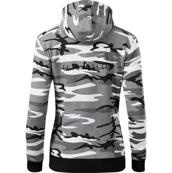 Dámská mikina Paddle board EKG - Dámská mikina trendy zipper s kapucí - 2XL ( Šedý maskáč )