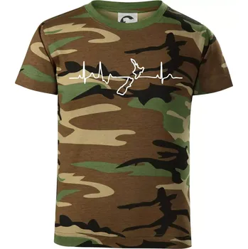 Nový Zéland EKG - Dětské maskáčové triko - 146 cm/10 let ( Hnědý maskáč )