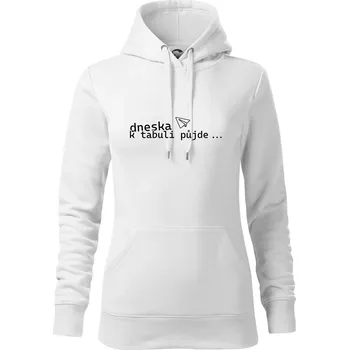 Dámská mikina Dneska k tabuli půjde - Mikina dámská Cape s kapucí - 2XL ( Bílá )