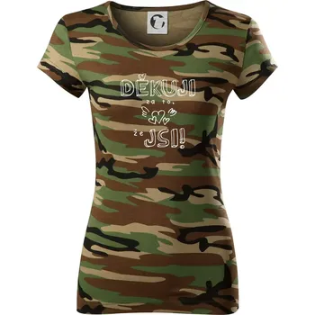 Dámské tričko Děkuji za to, že jsi - Dámské maskáčové triko - L ( Hnědý maskáč )