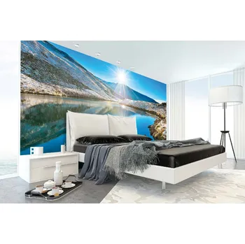 Fototapeta DIMEX | Samolepicí vliesová fototapeta na zeď Ledovcové jezero v horách MA-5-3058 | 375 x 250 cm | modrá, bílá, šedá + Samolepicí vliesová fototapeta na stěnu DIMEX Ledovcové jezero v horách MA53058 v rozměru 375 x 250 cm