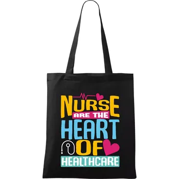 Nurse are the heart of healthcare - Taška bavlněná - 42 x 38 cm ( Černá )