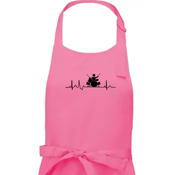 Kuchyňská zástěra EKG bubeník - Dámská zástěra na vaření - Univerzální velikost ( Růžová )