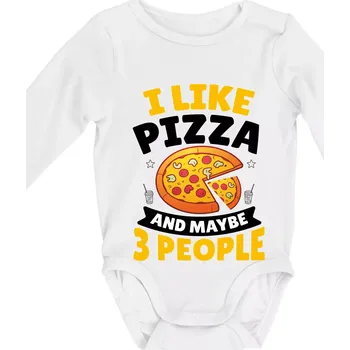 Kojenecký body I like pizza and maybe 3 people - Body kojenecké s dlouhým rukávem - Dlouhý r. do 3 měs ( Bílá )