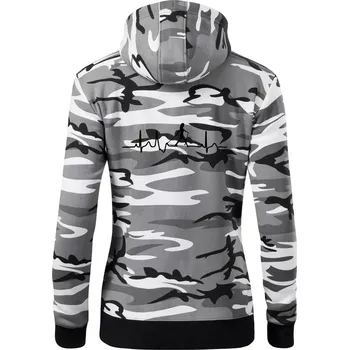 Dámská mikina EKG nordic walking žena - Dámská mikina trendy zipper s kapucí - S ( Šedý maskáč )