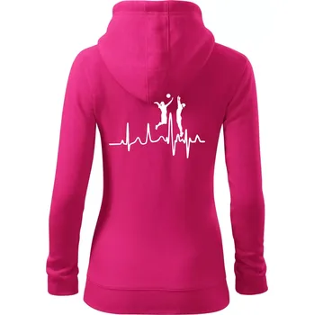 Dámská mikina EKG volejbalistky - Dámská mikina trendy zipper s kapucí - S ( Purpurová )
