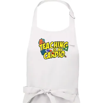 Kuchyňská zástěra Teaching is my cardio - Dámská zástěra na vaření - Univerzální velikost ( Bílá )