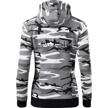 Dámská mikina EKG Slackline - Dámská mikina trendy zipper s kapucí - 2XL ( Šedý maskáč )