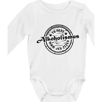 Alkoholismus víno - Body kojenecké s dlouhým rukávem - Dlouhý r. 3-6 měs ( Bílá )